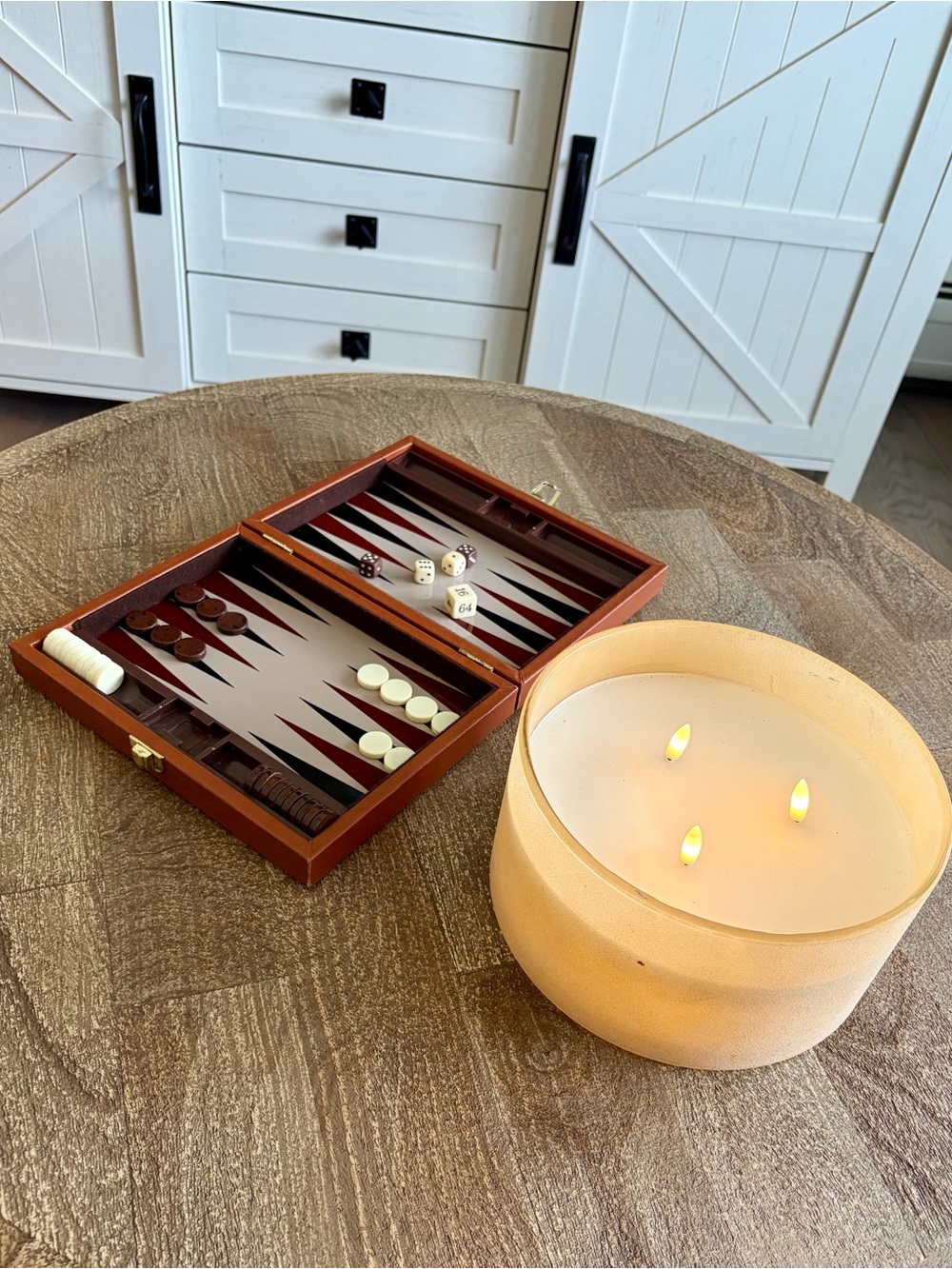 Vintage Mid-Century Modern Faux Leather Travel Backgammon Set